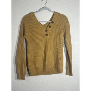 Maurices XS Yellow V Neck Sweater With Buttons